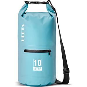 HEETA Waterproof Dry Bag with Front Zippered Pocket for Women Men, Roll Top Lightweight Dry Storage Bag Backpack for Travel, Kayaking, Boating, Rafting, Camping, Hiking & Beach (Blue, 10L) 