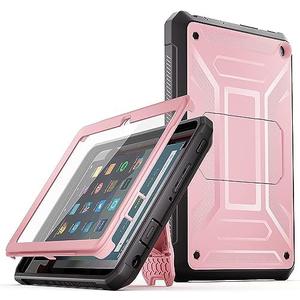 All-New 8 & 8 Plus Tablet 8“,DJ&RPQ Incompatible iPad TCL Full Body Rugged Hands-Free Viewing Stand Back Cover with Screen Protector-Pink