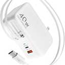 Retractable USB C Charger Wall Plug with 35.5in/90cm Type C Cables Cords,40W Fast Charging Foldable Block Multi Charger for All Devices for iPhone 17/16/15/14/13/12,iPad,Galaxy,Pixel