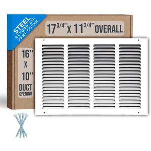 Fits 16x10 Duct Opening | Steel Return Air Grille by Handua | Vent Cover Grill for Sidewall and Ceiling | White | HVAC Cold Air Intake Grille | Outer Dimensions: 17.75"W X 11.75"