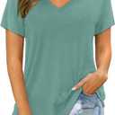 XIEERDUO Womens T Shirts V Neck Summer Tops Basic Short Sleeve Shirts 2 Pack/3 Pack (S)