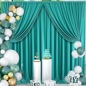 10x10ft Turquiose Backdrop Curtains for Parties, 2 Panels 5x10ft Wrinkle-Free Polyester Background Curtains for Wedding, Birthday, Baby Shower,Graduation, Decorations