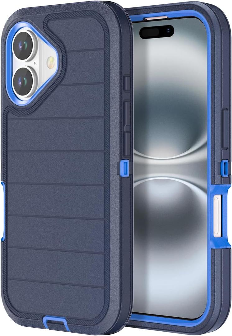 for iPhone 16 Plus Case Heavy Duty 3-Layer[Shockproof][Dropproof][Dust-Proof] Military Grade Rugged Full Body Protection Cover Case for Apple iPhone 16 Plus 5G 6.7 inch,Navy Blue