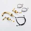 SaniteModar Polished Gold Bathroom Sink Faucet,Brass Bathroom Faucet 3 Hole,Widespread Bathroom Faucet for Sink 3 Hole,2 Handles Design with Water Supply Lines