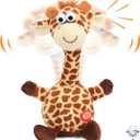 Hopearl Talking Giraffe Repeats What You Say Shaking Head Electric Interactive Animated Toy Speaking Plush Buddy Gift for Toddlers, 9.5''
