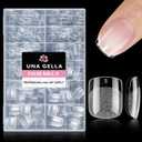 UNA GELLA Extra Short Square Oval Nail Tips 216pcs Pre-shaped Half Matte Square Round Gel Nail Tips Full Cover Squoval Clear Acrylic Fake Nails for Press on Nail Extensions Home DIY Salon 12 Sizes