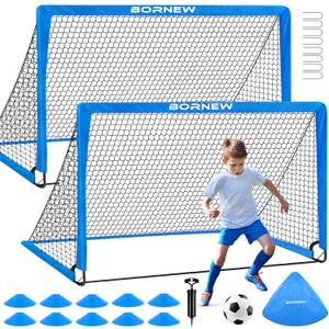 Kids Soccer Goal for Backyard Set - 2 Set of 6x4 / 4x3 ft Toddler Soccer Nets Training Equipment, Soccer Ball, Pop Up Portable Soccer Set for Kids and Youth Games and Training Goals Ages 3-16 Gift