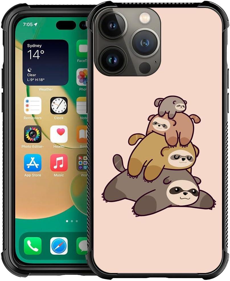 CARLOCA Compatible with iPhone 13 Pro Max Case,Sloth Stack Graphic Design Shockproof Anti-Scratch Drop Protection Case for iPhone 13 Pro Max