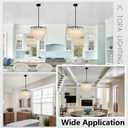 17.7” Capiz Shell Chandelier, 4-Light Coastal Modern Chandeliers, Black Hanging Pendant Light for Dining Room, Living Room, Bedroom, Kitchen Island, Bathroom Chandeliers Over Tub