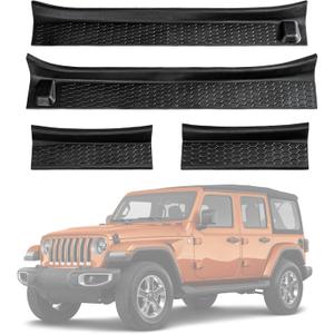 PSLER Door Sill Guards Kit for 2018-2024 2025 Wrangler JL JLU Gladiator JT 4-Door All Terrain Entry Guard Kit Black Rubber Door Sill Protector Replacement (4pcs)