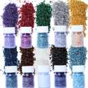 10Colors - 1LB Crushed Glass for Crafts Glitter Resin Art, Small Broken Glass Pieces Metallic Crystal Chips DIY Vase Filler Decoration 1-3mm (Metallic)