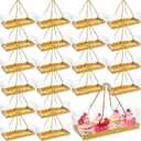 Okllen 20 Pack Clear Roll Cake Boxes with Portable Handles, Rectangle Bakery Cake Boxes, Pumpkin Swiss Roll Containers
