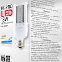 Satco S49390 Corncob LED HID Light Bulb, Medium Base, 18W, 35000 Hour Rating, 2484L, Natural Light