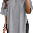 VNIRA Women's Summer Casual Short Sleeve Oversize Workout T-Shirt Tee Tops (Large)