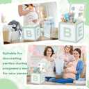 Novabright Wooden Baby Shower Box New Baby Crate Closet for Pregnancy New Parent Party Decorations with Letters Shower Gifts Basket Party Blocks Backdrop for Boys and Girls(Sage Green)