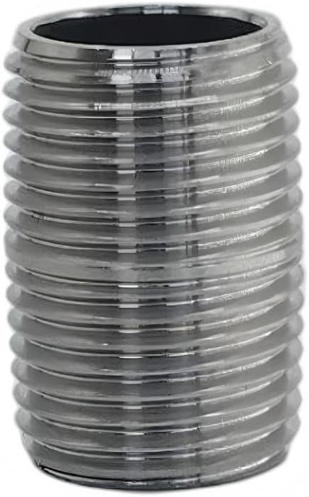 Minxi NPT Threaded Close Taper Nipple Pipe Fitting, Straight Connector, SS304 Stainless Steel (1/2in.)