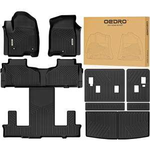 OEDRO Floor Mats Set Fits for Chevy Tahoe/GMC Yukon(Not Fit Yukon XL)/Cadillac Escalade 2021-2026 w/ 7-Seat, All Weather Trunk Mat with Backrest Mats fits Chevy Tahoe Yukon Car Liner Accessories