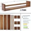 AZSKY Nursery Shelves Light Walnut Floating Book Shelf Organizer for Baby Nursery Dcor Wall Book Shelves for Kids Room 24 Inch Wood Wall Ledge Shelves for Bathroom Kitchen Spice Rack a Set of 3