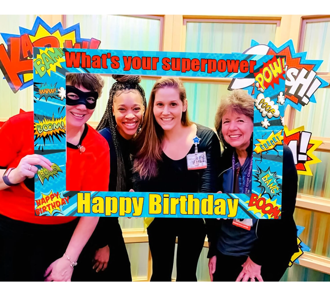 Roaring Good Time Hero Party Photo Booth Props Frame Hero Birthday Party Supplies