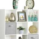 Whitmor 9 Cube Storage Organizer, 3 Tier Stackable MDF Bookcase, Open Storage Display Bookshelf, Storage Cabinet for Living Room, Bedroom, Home, Office, 35.5" L x 11.7" W x 35.5" H, White