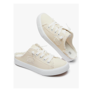 BENPAO Women's Slip on Sneakers Canvas Slip ons Shoes Fashion Comfortable Mules Womens Non Slip Loafers Casual Backless Shoes 7.5