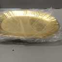 AVLA 6 Pack Plastic Serving Tray, Gold Serving Platter Set, Reusable Party Snack Serving Tray, Decorative Food Appetizer Platters for Dessert Table, Cupcake, Charcuterie, Cookies, 14" x 8.5", Large