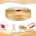 Peel and Stick PVC Crown Molding Trim Flexible Molding Trim 13.1 ft x 1.8" Self Adhesive Wallpaper Wall Border Mirror Frame Baseboard Cabinet for Home Decor Edge Background(Champagne Gold)