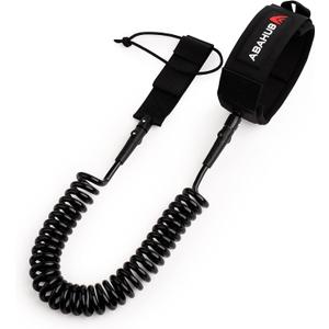 Abahub Premium Coil SUP Leash, 10 ft Coiled Paddle Board Leashes, 7.2mm Thick Legrope Strap for Longboard Surfboards, Stand-up Paddleboards, iSUP Replacement Leg Rope, 8 Colors (Black)