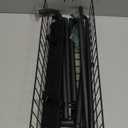 Over The Door Towel Rack 5 Tier Over The Door Towel Bar with Hooks Metal Towel Hanger for Bathroom Towel Holder Over Door with Basket for Bathroom Bedroom (Black)