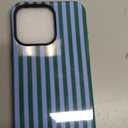 Compatible with iPhone 16 Pro Case, Cute Fashion Aesthetic Striped Pattern Cover for Women, Shockproof Soft TPU and Hard PC Protective Phone Case for iPhone 16 Pro 6.3"- Teal