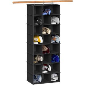 Simple Houseware 24 Section Shelves Hanging Shoes Organizer Holder for Closet, Black