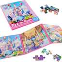 Puzzles for Girls 5-8 Princess Themes(Castle/Ball/Elf, 3 * 42PCS) Large Size Magnetic Puzzles for Girls 5-6 Travel Activities for Kids, Birthday Presents for Girl 5 6 7 8 Years Old