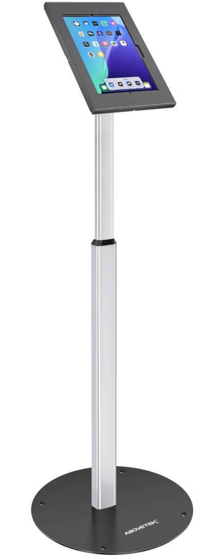 AboveTEK Anti Theft iPad Floor Stand, Robust Security Kiosk POS Tablet Stand, Height Adjustable Tablet Floor Stand w/Lock and Key Mechanism for 10.9-11" iPad & Galaxy Tab, Ideal for Retail Business
