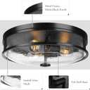 16 Inch Large Flush Mount Ceiling Light Fixture with Seeded Glass, Black Round Ceiling Lamp Shade, Modern Farmhouse Indoor Outdoor Ceiling Lighting for Kitchen Dining Living Room Foyer