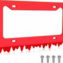 Timtin 1 Sets Red Acrylic License Plate Frame Cover with Screws, Fits Standard 6" x 12" Inches Car Plate, Transparent Universal Car Tag Frame Holder Accessories