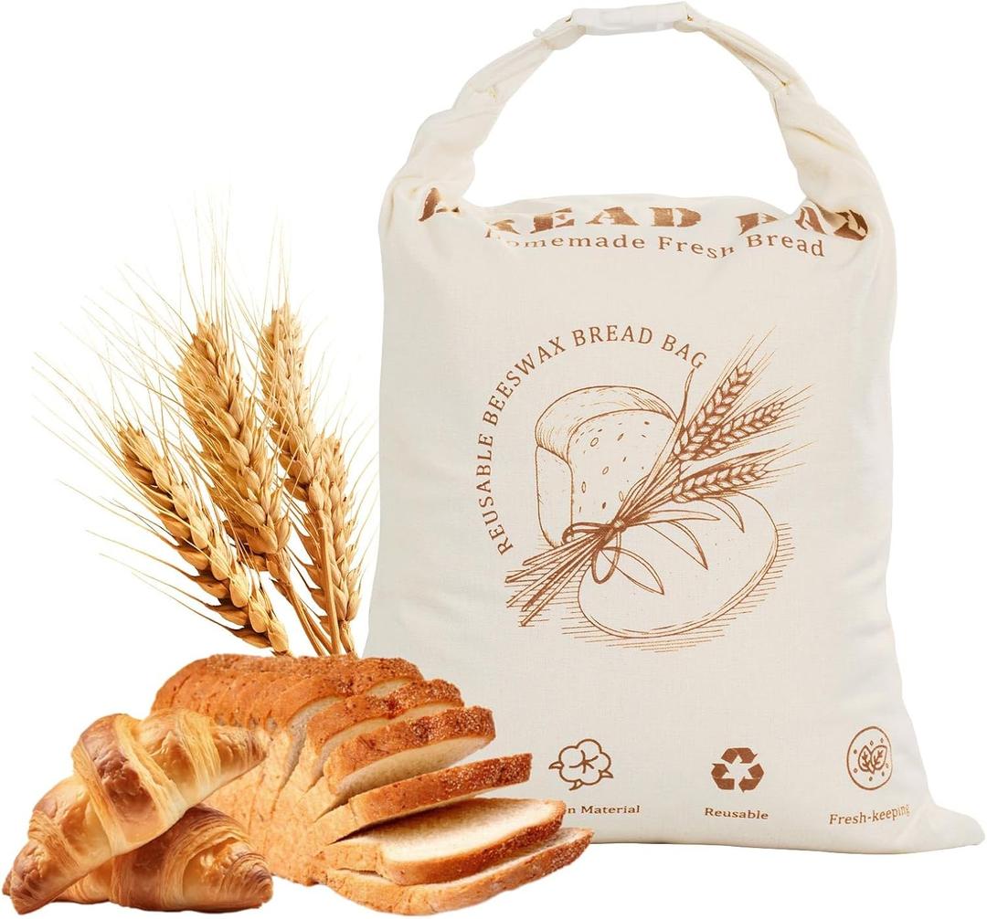 Beeswax Bread Bag, 1 Pack Sourdough Bread Bags for Homemade Bread, 17x13 Inches Bees Wax Wraps Reusable With Freshness Lock Zipper, Keep Bread Fresh for Longer Caramel loaf-1 Pack