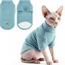 KOOLTAIL Cat Sweater for Sphynx - Soft Fleece Sweaters for Cats Only, Elastic Pet Clothes with Sleeves, Thick Winter Warm Cold Weather Apparel for Hairless Cat, Puppy Pajamas for Small Dogs, Blue S