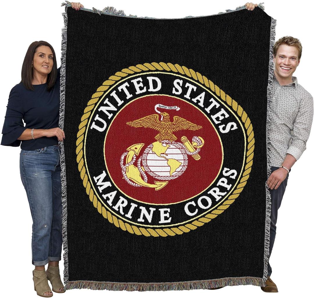Pure Country Weavers US Marine Corps - Emblem Blanket - Gift Military Tapestry Throw Woven from Cotton - Made in The USA (72x54)