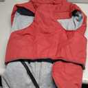 ROZKITCH Dog Rain Coat for Large Dogs, Waterproof Winter Jacket with Fleece Liner and Leash Hole Reflective Strip for Large Dog, Adjustable Hook & Loops Vest for Outdoor Hiking Travel Red 2XL