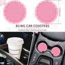 Frienda 10 Pcs Leather Steering Wheel Cover Set for Women 14.5-15 Inch Car Accessories with Seat Belt Shoulder Pad Seatbelt Cover Cup Holder Start Button Ring Sticker Air Vent Clip(Pink)