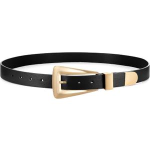Women's Leather Belts for Jeans Pants Fashion Leather Waist Belt Ladies Dress Belts with Gold/Silver Buckle (Fit Waist Size 25-29in)