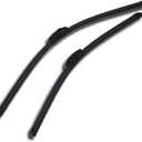 TuningPros WBP-24-21 Bracketless Windshield Wiper Blade, 24" (600mm) Driver Side & 21" (525mm) Passenger Side, Set of 2
