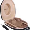 S.ROMZA Cowboy Hats Box for Travel Case Crush Proof Hard Top Hat Storage Case with Handle,Adjustable Shoulder Strap & Luggage Strap (khaki)