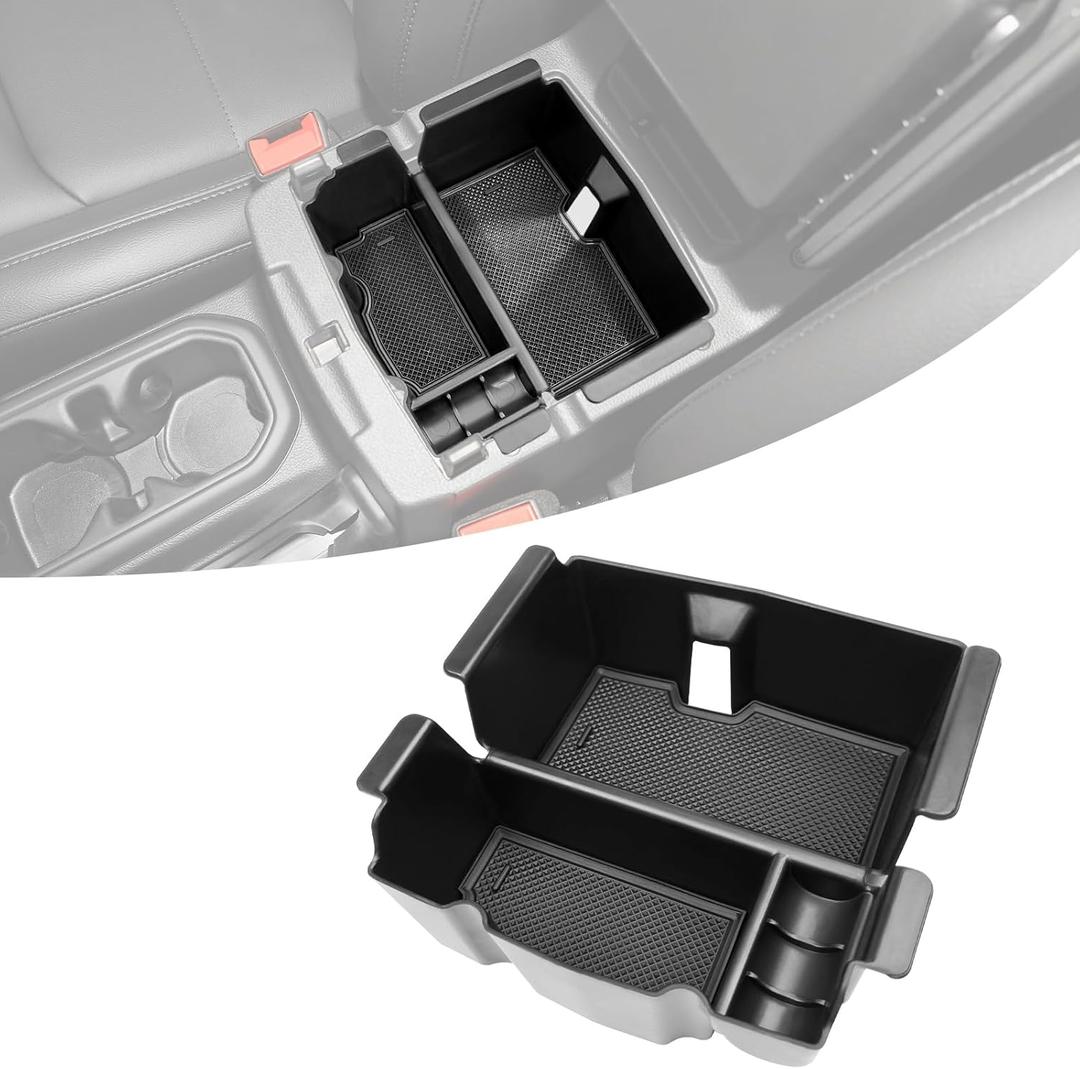 Center Console Organizer Tray Fit for 2018-2025 Jeep Wrangler JL JLU 4XE/Gladiator JT Center Console Armrest Box for Wrangler&Gladiator Accessories(Center Console Armrest Organizer)