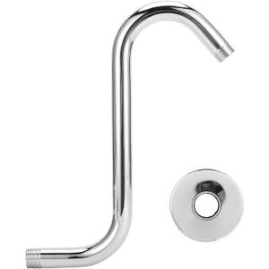 8" Shower Head Extension Arm, S Shaped Shower Head Riser Pipe Standard 1/2" Connection Flange High Rise Goose Neck Shower Arm Extension for Bathroom Accessory