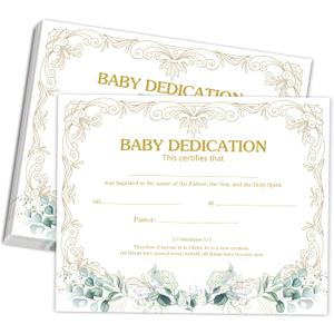 Greenery Baby Baptism Dedication Certificate, 25 Pcs Christening Certificate, Baby Dedication Christening Gifts for Girls Boys, Church Baptism Gifts for Baby 8x10In