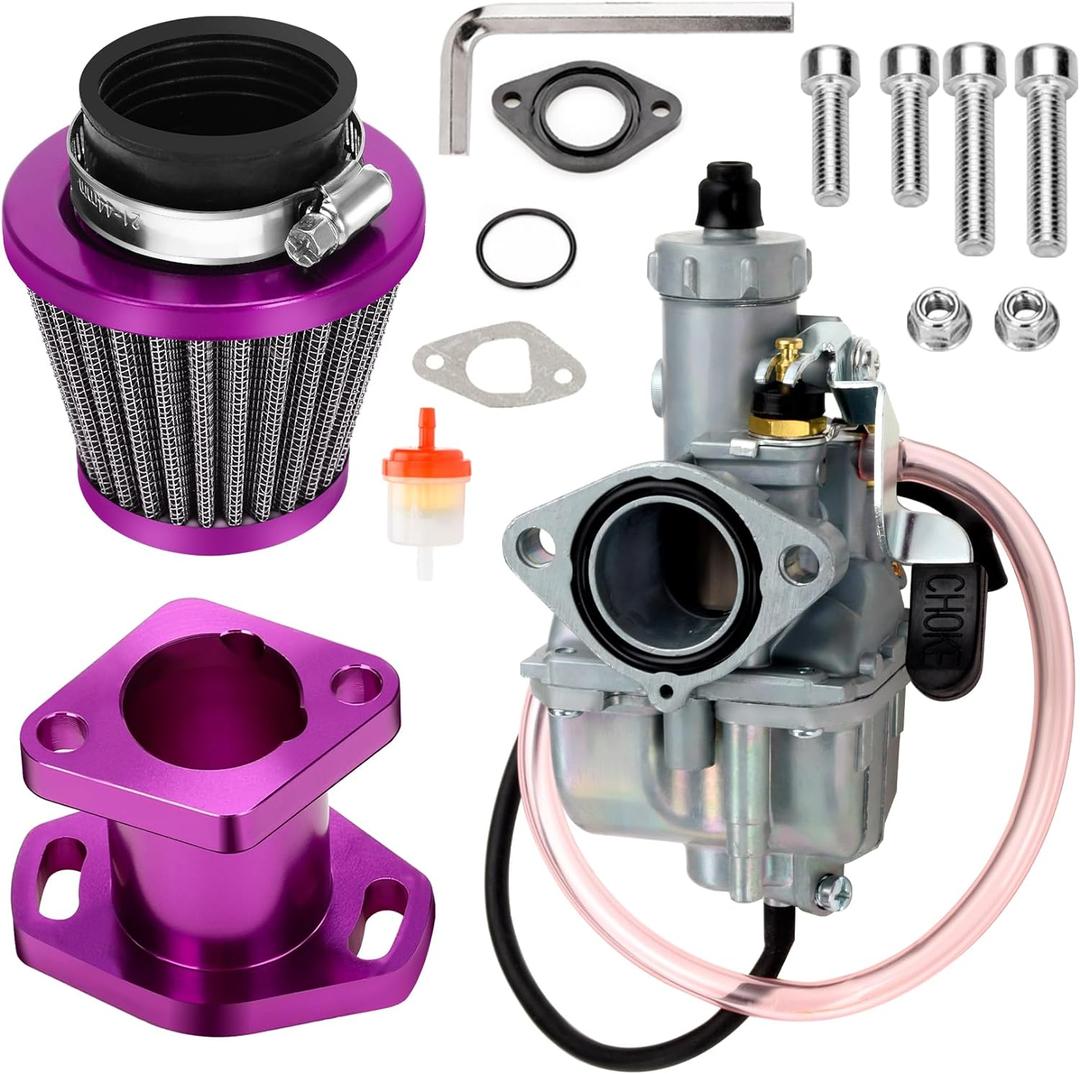 FVRITO VM22 26mm Carburetor Mini Bike Carb Kit for Predator 212 196cc 212cc Ghost 224cc 6.5HP Non Hemi Coleman CT200U CT200U-EX BT200X KT196 Go Kart Baja Warrior GX160 GX200 Upgrade Stage 1 Kit Purple