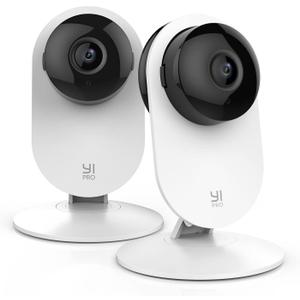 YI Pro 2K Home Security Camera, 2.4Ghz Wired Indoor Camera with Person, Vehicle, Animal Smart Detection, Phone App, Compatible with Alexa and Google Assistant 2Packs