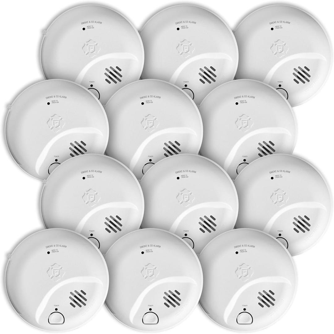 First Alert SMICO100 Battery-Operated Combination Smoke & Carbon Monoxide Alarm, 12-Pack, Prod Date: 2026-01-19