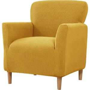 LiveGo Stretch Mid Century Modern Armchair Slipcover 1-Piece Jacquard Accent Chair Covers with Arms Soft Waterproof Chair Slipcovers for Living Room Furniture Protector Office (Yellow)